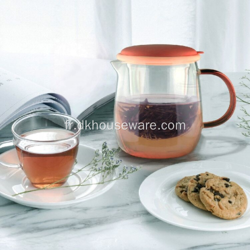 Pichet en verre avec couvercle en silicone pour infuseur à thé en verre
